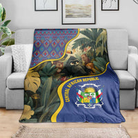 Central African Republic Blanket with Jungle Animal Design and National Emblem Pattern - Wonder Print Shop