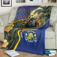 Central African Republic Blanket with Jungle Animal Design and National Emblem Pattern - Wonder Print Shop