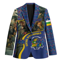Central African Republic Blazer with Jungle Animal Design and National Emblem Pattern - Wonder Print Shop