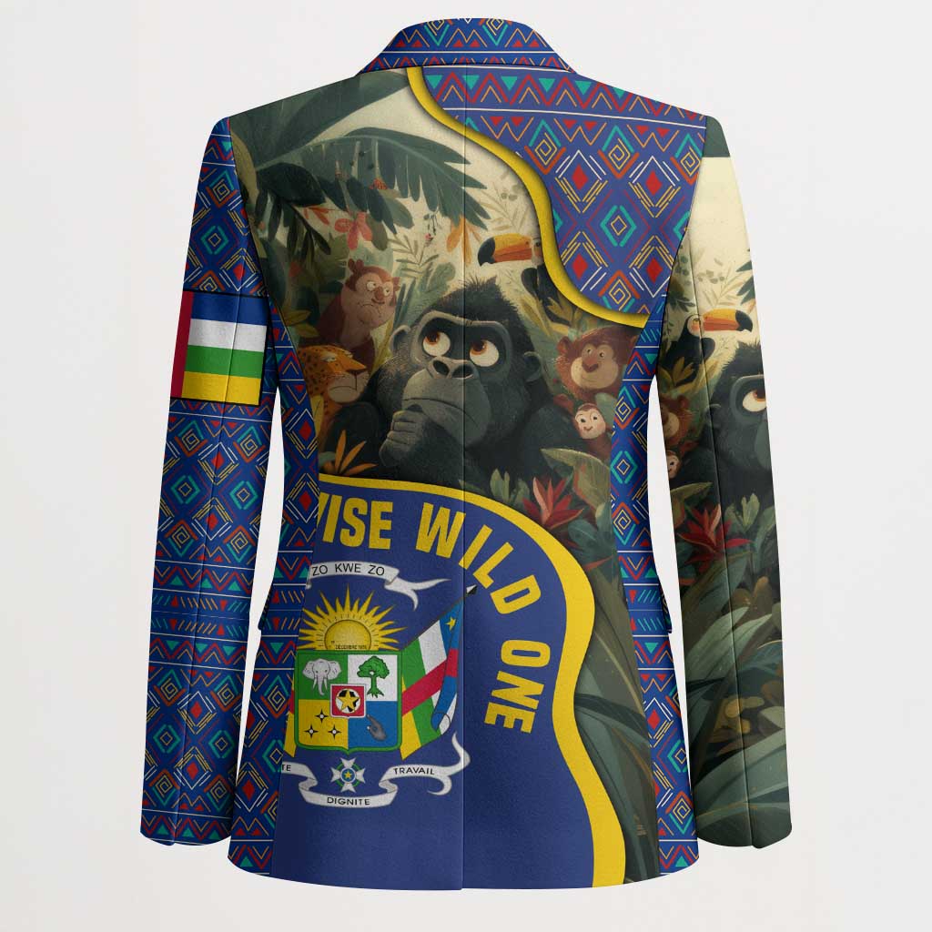 Central African Republic Blazer with Jungle Animal Design and National Emblem Pattern - Wonder Print Shop
