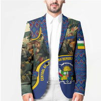 Central African Republic Blazer with Jungle Animal Design and National Emblem Pattern - Wonder Print Shop