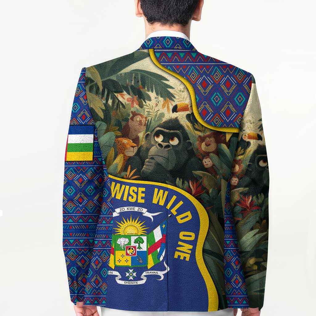 Central African Republic Blazer with Jungle Animal Design and National Emblem Pattern - Wonder Print Shop