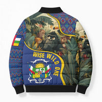 Central African Republic Bomber Puffer Jacket with Jungle Animal Design and National Emblem Pattern - Wonder Print Shop