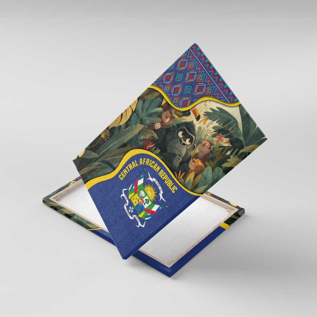 Central African Republic Canvas Wall Art with Jungle Animal Design and National Emblem Pattern - Wonder Print Shop