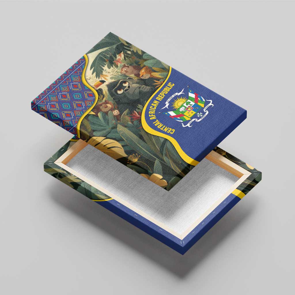 Central African Republic Canvas Wall Art with Jungle Animal Design and National Emblem Pattern - Wonder Print Shop