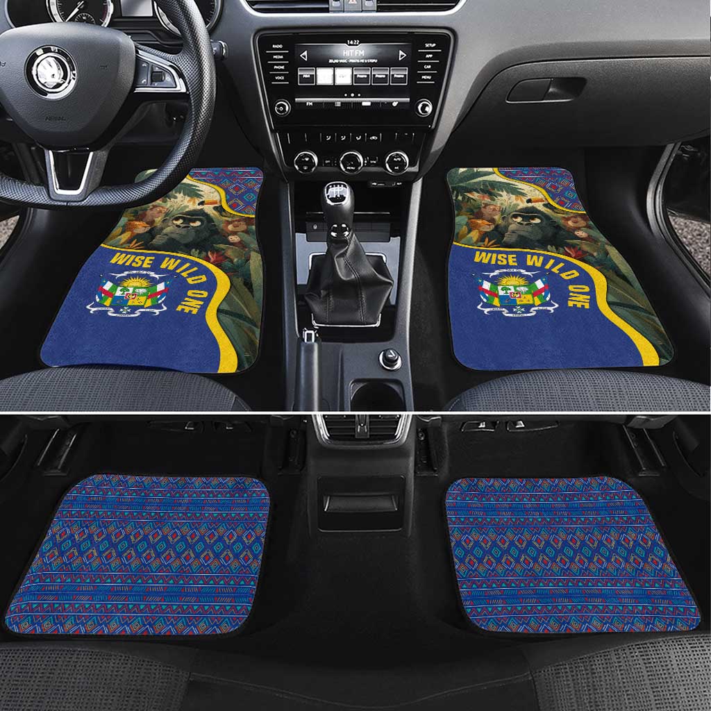 Central African Republic Car Mats with Jungle Animal Design and National Emblem Pattern - Wonder Print Shop