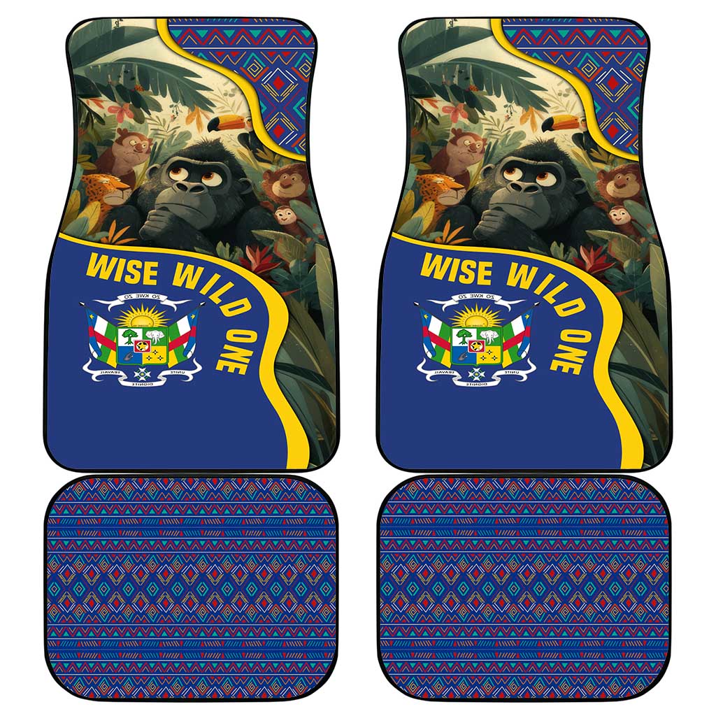 Central African Republic Car Mats with Jungle Animal Design and National Emblem Pattern - Wonder Print Shop