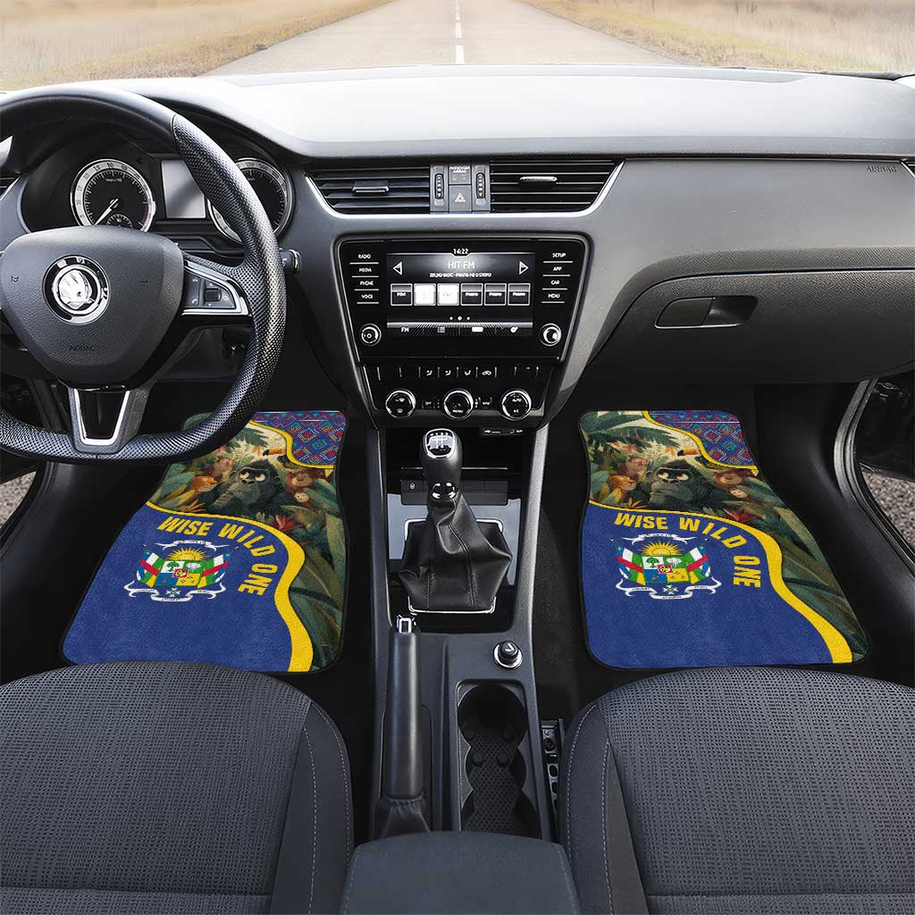 Central African Republic Car Mats with Jungle Animal Design and National Emblem Pattern - Wonder Print Shop