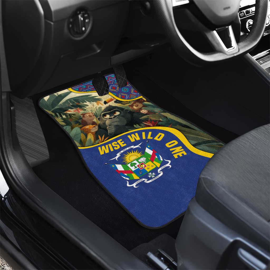 Central African Republic Car Mats with Jungle Animal Design and National Emblem Pattern - Wonder Print Shop
