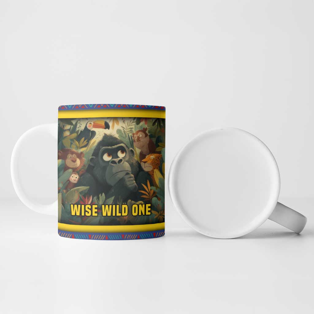 Central African Republic Ceramic Mug with Jungle Animal Design and National Emblem Pattern - Wonder Print Shop