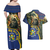 Central African Republic Couples Matching Off Shoulder Maxi Dress and Hawaiian Shirt with Jungle Animal Design and National Emblem Pattern - Wonder Print Shop