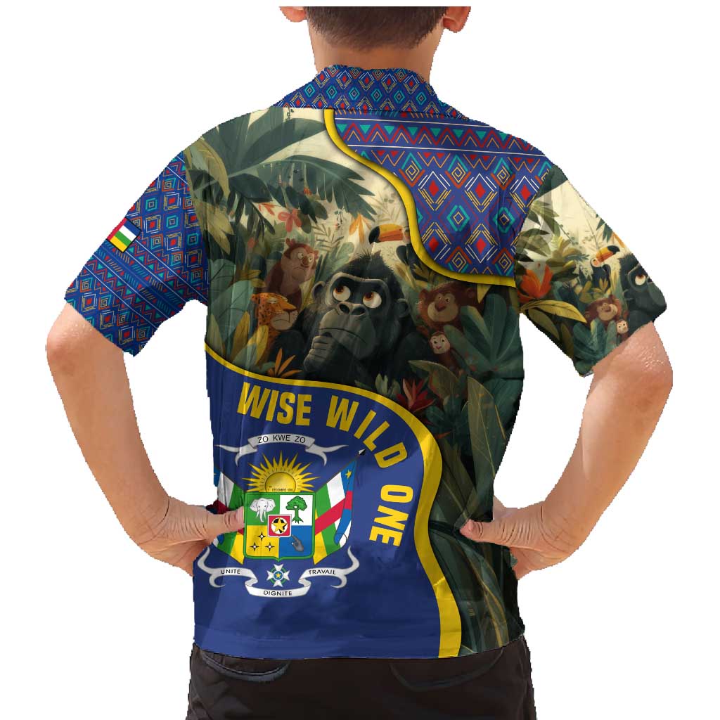 Central African Republic Family Matching Mermaid Dress and Hawaiian Shirt with Jungle Animal Design and National Emblem Pattern - Wonder Print Shop