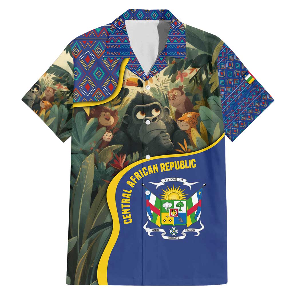 Central African Republic Family Matching Mermaid Dress and Hawaiian Shirt with Jungle Animal Design and National Emblem Pattern - Wonder Print Shop