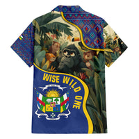 Central African Republic Family Matching Off The Shoulder Long Sleeve Dress and Hawaiian Shirt with Jungle Animal Design and National Emblem Pattern - Wonder Print Shop