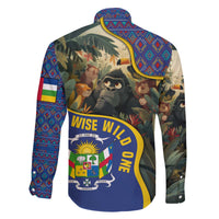 Central African Republic Family Matching Off The Shoulder Long Sleeve Dress and Hawaiian Shirt with Jungle Animal Design and National Emblem Pattern - Wonder Print Shop