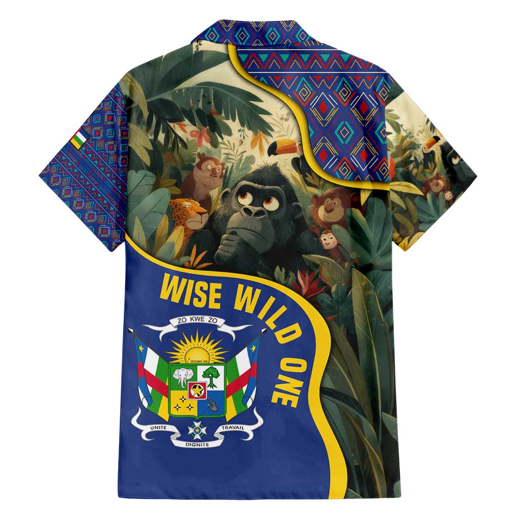 Central African Republic Family Matching Summer Maxi Dress and Hawaiian Shirt with Jungle Animal Design and National Emblem Pattern - Wonder Print Shop