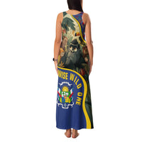 Central African Republic Family Matching Tank Maxi Dress and Hawaiian Shirt with Jungle Animal Design and National Emblem Pattern - Wonder Print Shop