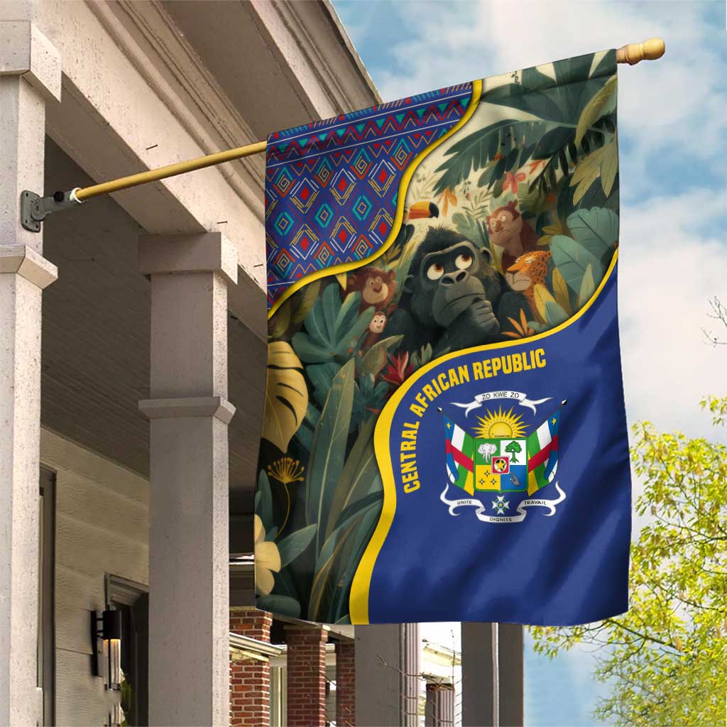 Central African Republic Garden Flag with Jungle Animal Design and National Emblem Pattern - Wonder Print Shop