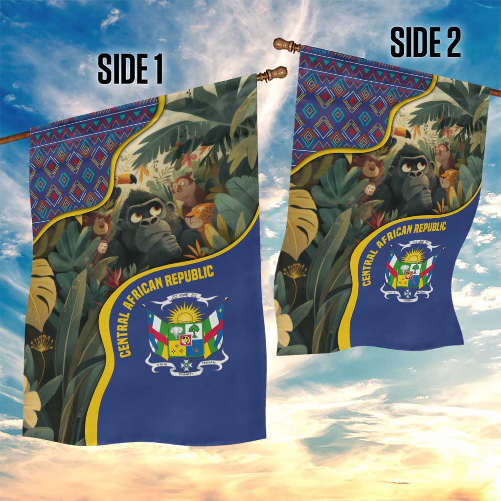 Central African Republic Garden Flag with Jungle Animal Design and National Emblem Pattern - Wonder Print Shop