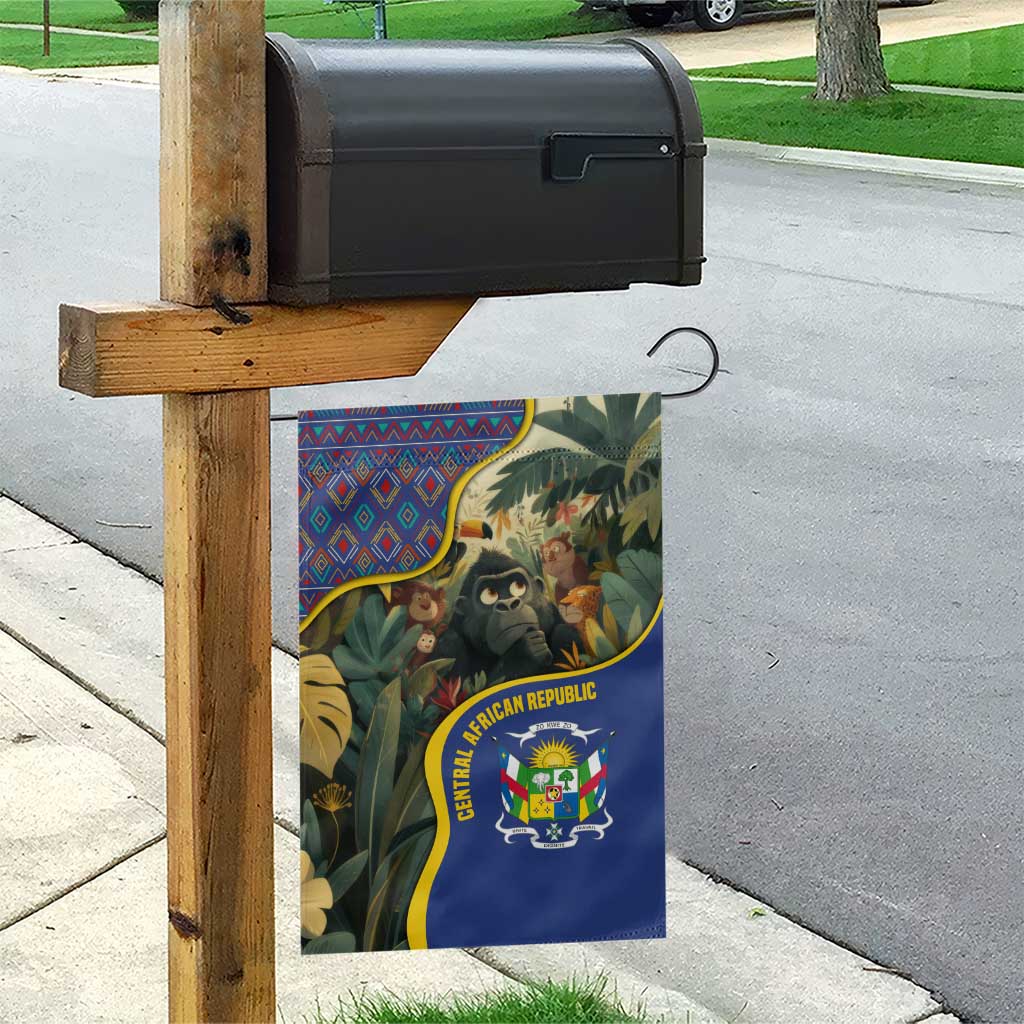 Central African Republic Garden Flag with Jungle Animal Design and National Emblem Pattern - Wonder Print Shop