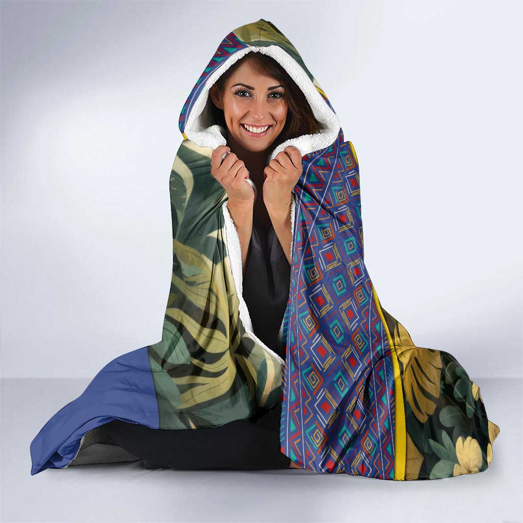 Central African Republic Hooded Blanket with Jungle Animal Design and National Emblem Pattern - Wonder Print Shop