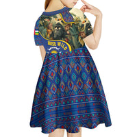 Central African Republic Kid Short Sleeve Dress with Jungle Animal Design and National Emblem Pattern - Wonder Print Shop