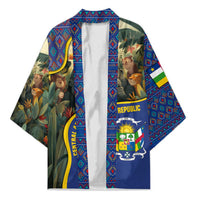 Central African Republic Kimono with Jungle Animal Design and National Emblem Pattern - Wonder Print Shop