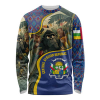 Central African Republic Long Sleeve Shirt with Jungle Animal Design and National Emblem Pattern - Wonder Print Shop
