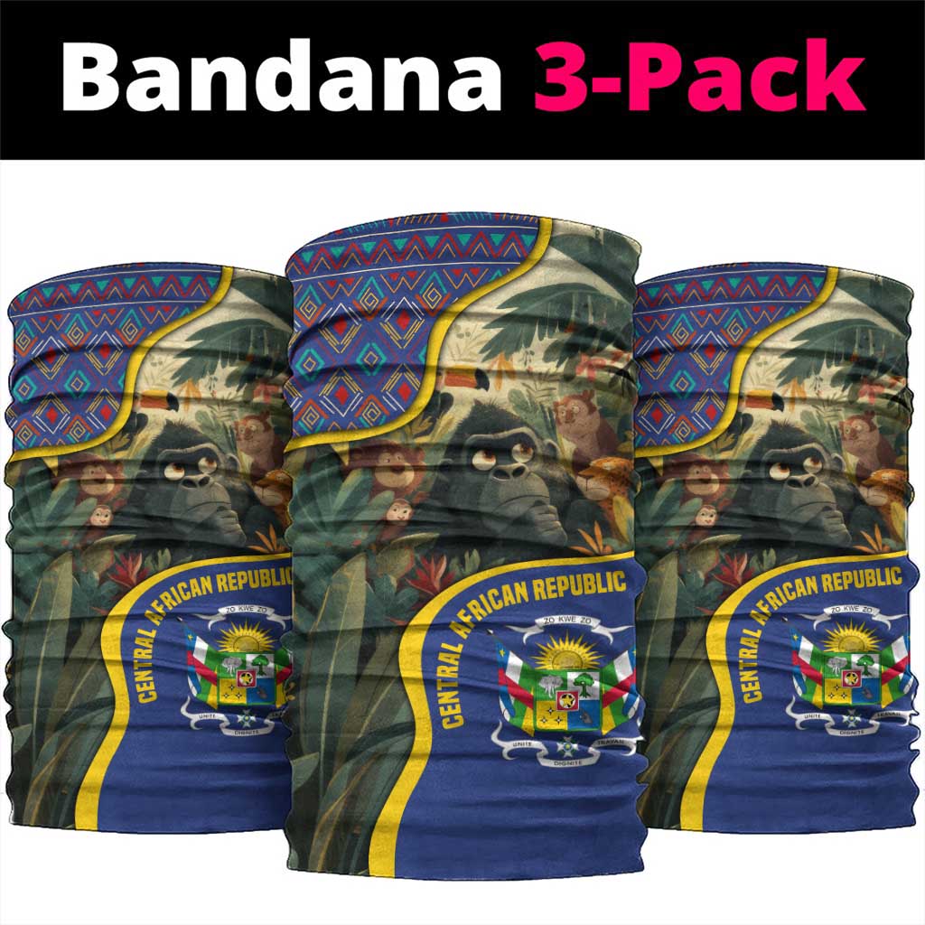 Central African Republic Neck Gaiter with Jungle Animal Design and National Emblem Pattern - Wonder Print Shop