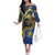 Central African Republic Off The Shoulder Long Sleeve Dress with Jungle Animal Design and National Emblem Pattern - Wonder Print Shop