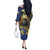 Central African Republic Off The Shoulder Long Sleeve Dress with Jungle Animal Design and National Emblem Pattern - Wonder Print Shop