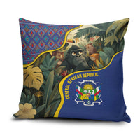 Central African Republic Pillow Cover with Jungle Animal Design and National Emblem Pattern - Wonder Print Shop