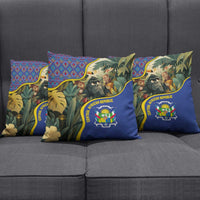 Central African Republic Pillow Cover with Jungle Animal Design and National Emblem Pattern - Wonder Print Shop