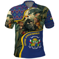 Central African Republic Polo Shirt with Jungle Animal Design and National Emblem Pattern - Wonder Print Shop