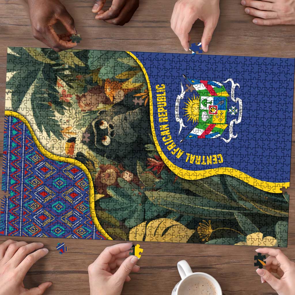 Central African Republic Puzzle with Jungle Animal Design and National Emblem Pattern - Wonder Print Shop