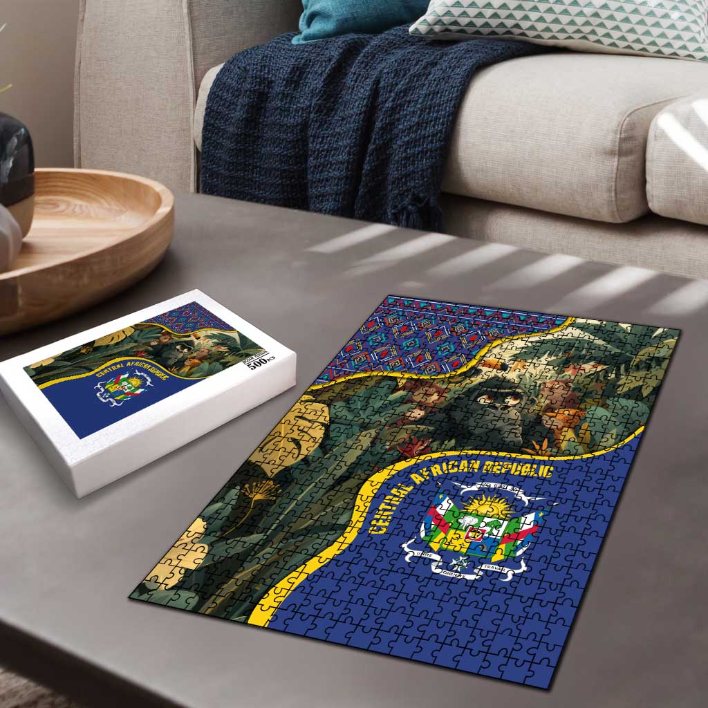 Central African Republic Puzzle with Jungle Animal Design and National Emblem Pattern - Wonder Print Shop
