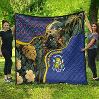 Central African Republic Quilt with Jungle Animal Design and National Emblem Pattern - Wonder Print Shop
