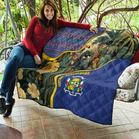 Central African Republic Quilt with Jungle Animal Design and National Emblem Pattern - Wonder Print Shop