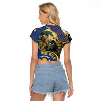 Central African Republic Raglan Cropped T Shirt with Jungle Animal Design and National Emblem Pattern - Wonder Print Shop