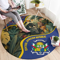 Central African Republic Round Carpet with Jungle Animal Design and National Emblem Pattern - Wonder Print Shop