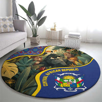 Central African Republic Round Carpet with Jungle Animal Design and National Emblem Pattern - Wonder Print Shop