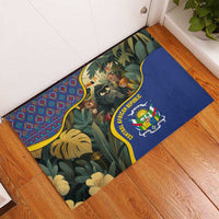 Central African Republic Rubber Doormat with Jungle Animal Design and National Emblem Pattern - Wonder Print Shop