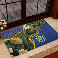 Central African Republic Rubber Doormat with Jungle Animal Design and National Emblem Pattern - Wonder Print Shop