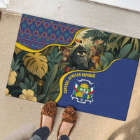 Central African Republic Rubber Doormat with Jungle Animal Design and National Emblem Pattern - Wonder Print Shop