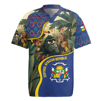 Central African Republic Rugby Jersey with Jungle Animal Design and National Emblem Pattern - Wonder Print Shop
