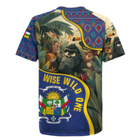 Central African Republic Rugby Jersey with Jungle Animal Design and National Emblem Pattern - Wonder Print Shop