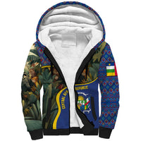 Central African Republic Sherpa Hoodie with Jungle Animal Design and National Emblem Pattern - Wonder Print Shop