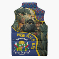 Central African Republic Sleeveless Puffer Jacket with Jungle Animal Design and National Emblem Pattern - Wonder Print Shop