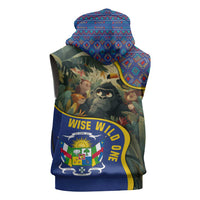 Central African Republic Sleeveless Zip Hoodie with Jungle Animal Design and National Emblem Pattern - Wonder Print Shop