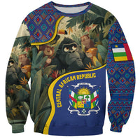 Central African Republic Sweatshirt with Jungle Animal Design and National Emblem Pattern - Wonder Print Shop